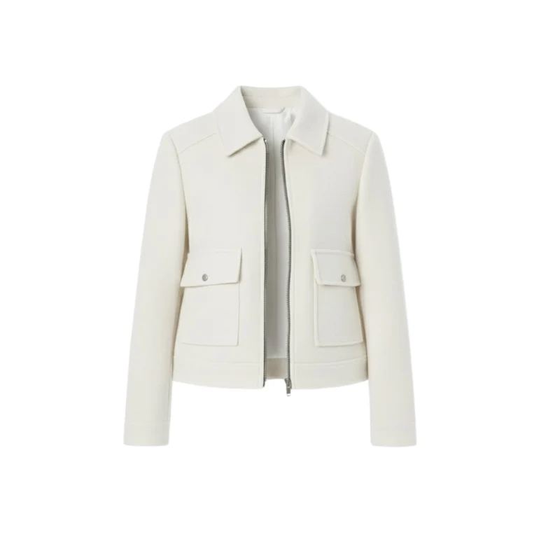 Veste femme courte croisée col tailleur chic structurée décontractée