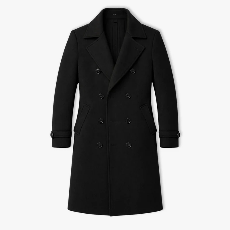 Manteau en laine pour homme automne hiver style business casual double boutonnage trench long