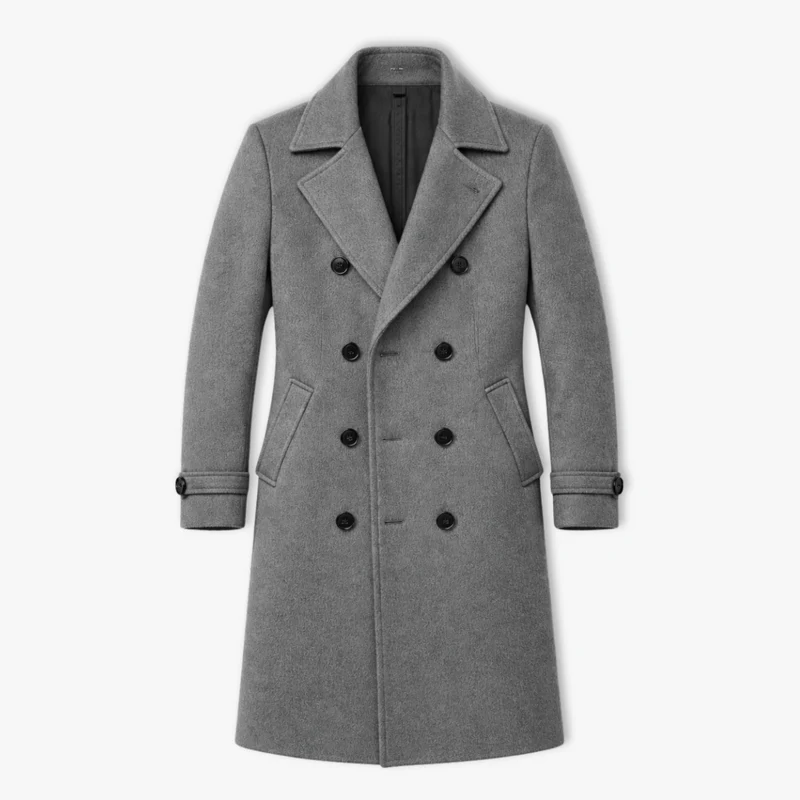 Manteau en laine pour homme automne hiver style business casual double boutonnage trench long