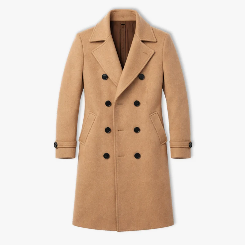 Manteau en laine pour homme automne hiver style business casual double boutonnage trench long