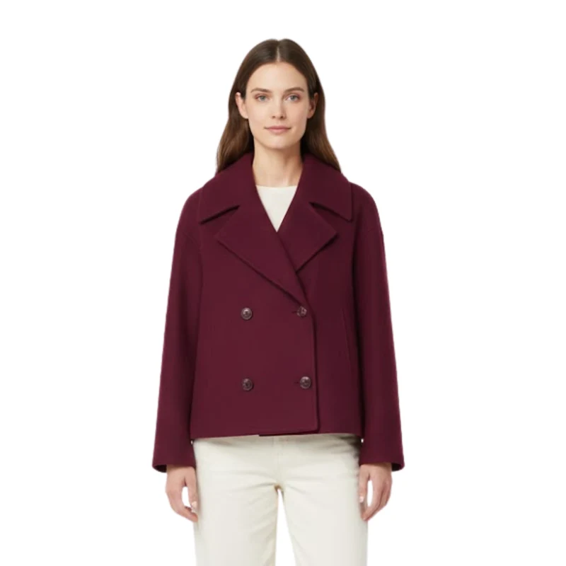 Manteau Femme en Laine Double Boutonnage Polyvalent au Design Simple