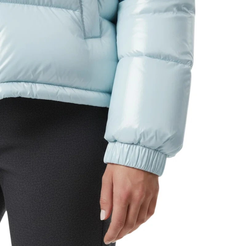 Veste Femme Matelassée Brillante à Capuche, Fermeture Zippée Montante, Chaude et Douillette