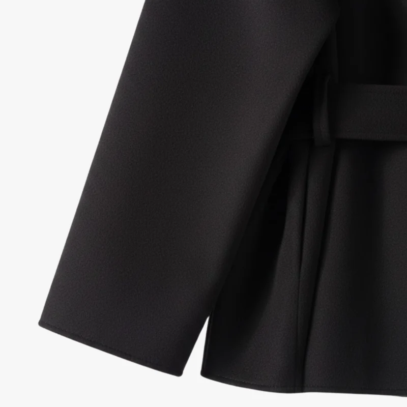 Manteau Femme en Fausse Fourrure avec Ceinture, Col Haut et Manches Longues