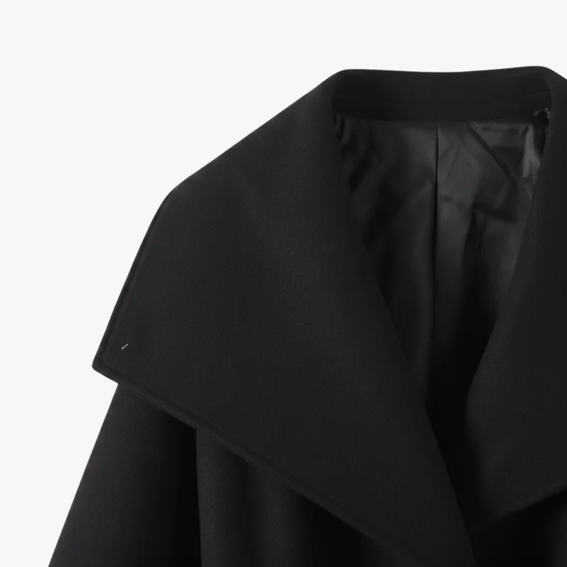 Manteau Femme en Fausse Fourrure avec Ceinture, Col Haut et Manches Longues