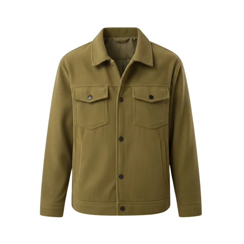 Veste Homme en Velours Côtelé avec Multiples Poches