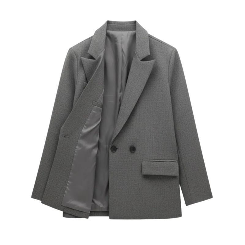 Blazer Femme Vintage à Boutonnage Croisé pour le Bureau