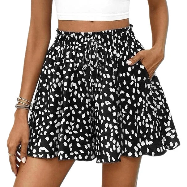 Short Ample à Pois avec Taille Élastique pour Femme | Idéal pour l'Été