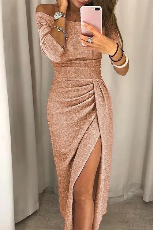 Robe Longue Fendue Off-Shoulder pour Femme | Idéale pour les Sorties