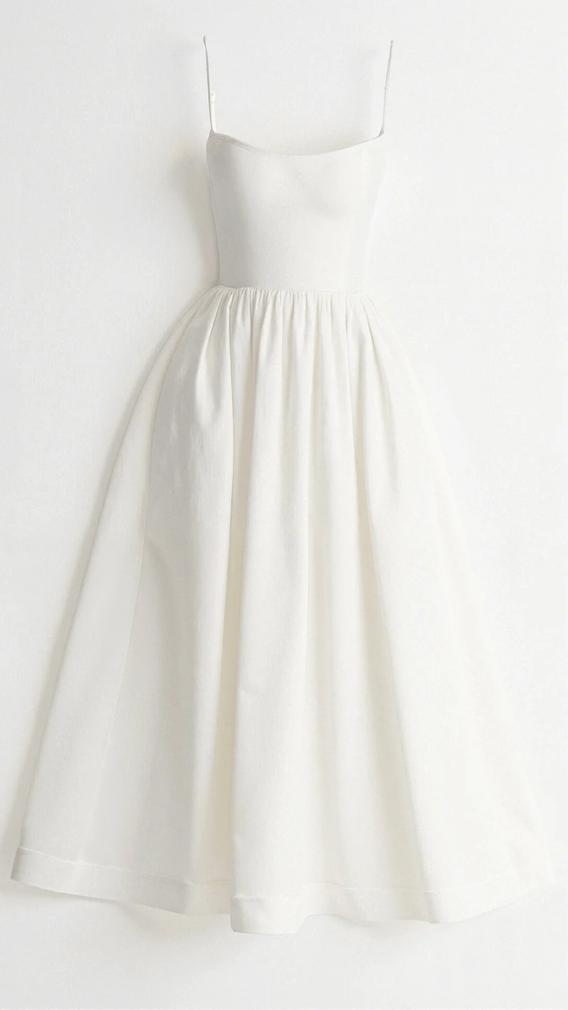 Robe Midi à Encolure Ascot et Coupe Évasée pour Femme | Idéale pour l'Été