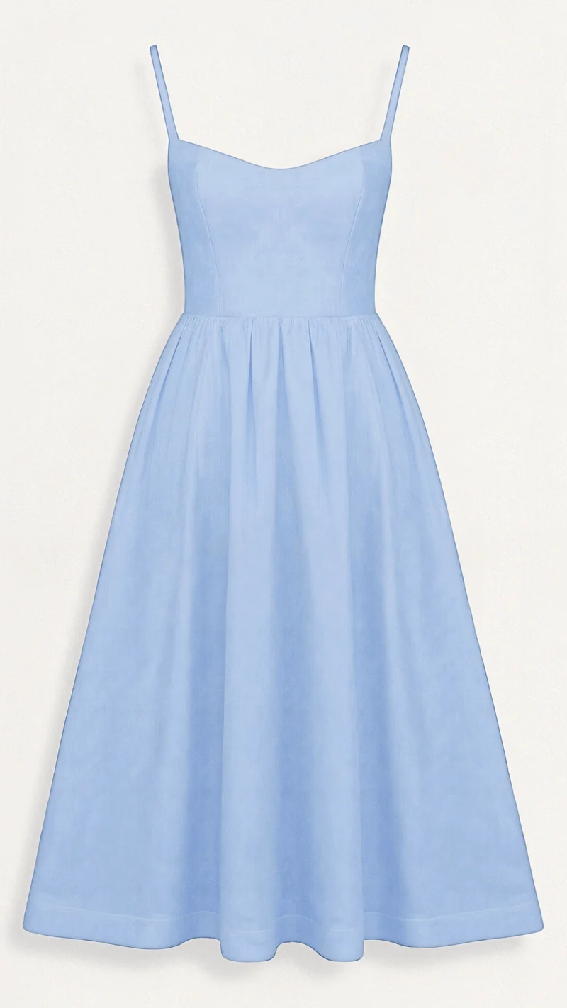 Robe Midi à Encolure Ascot et Coupe Évasée pour Femme | Idéale pour l'Été