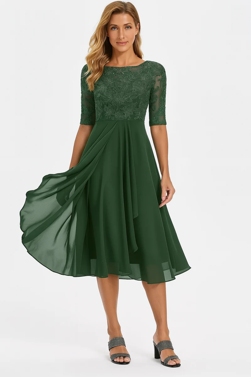 Robe Midi Évasée en Dentelle pour Femme | Idéale pour le Quotidien