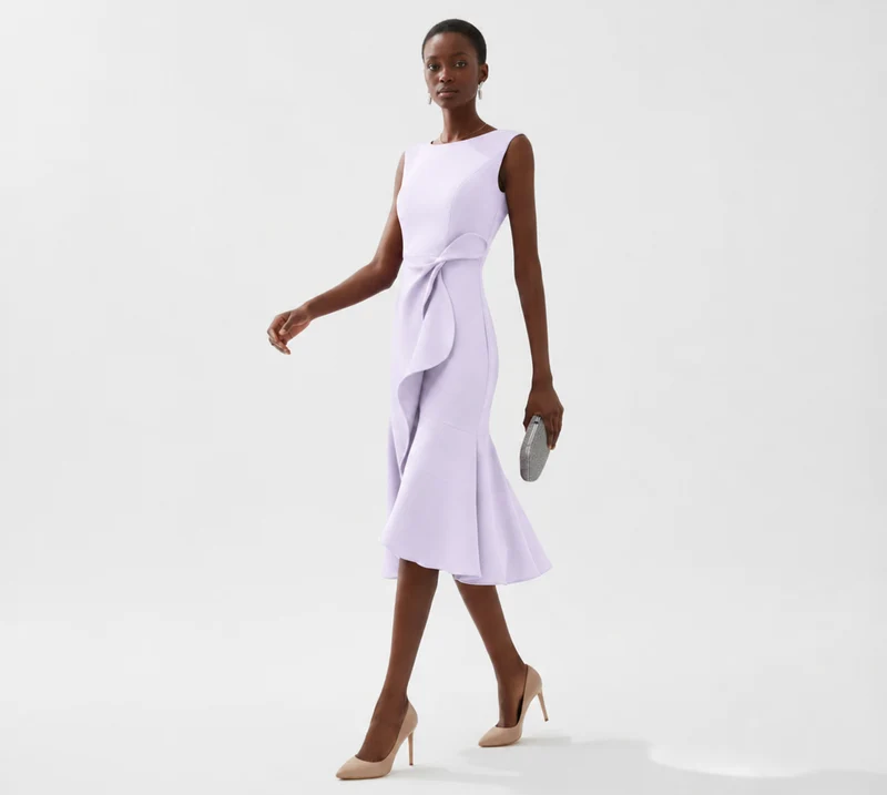 Robe Midi Sans Manches à Détail Drapé pour Femme | Idéale pour les Sorties