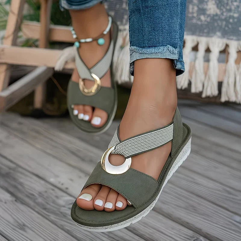 Sandales Peep-Toe avec Boucle Métallique pour Femme | Idéales pour l'Été