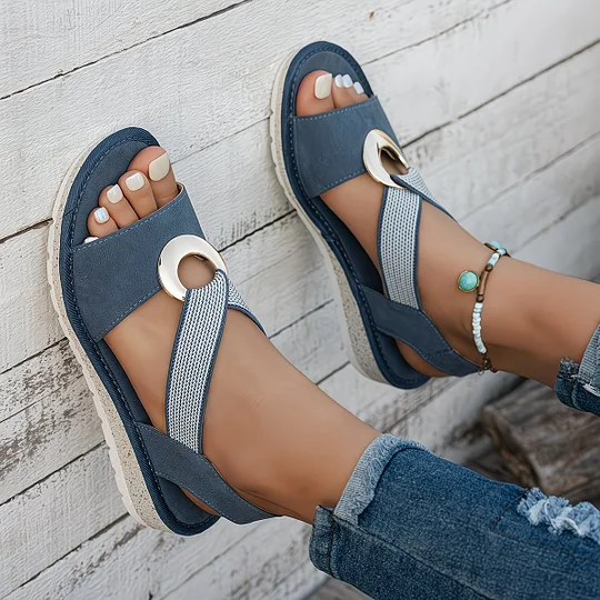Sandales Peep-Toe avec Boucle Métallique pour Femme | Idéales pour l'Été