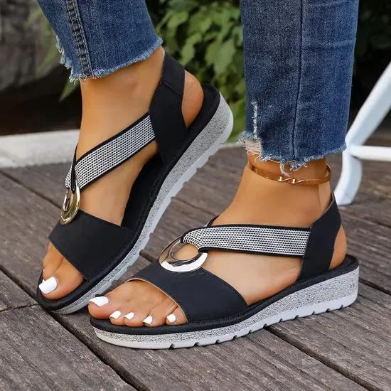 Sandales Peep-Toe avec Boucle Métallique pour Femme | Idéales pour l'Été
