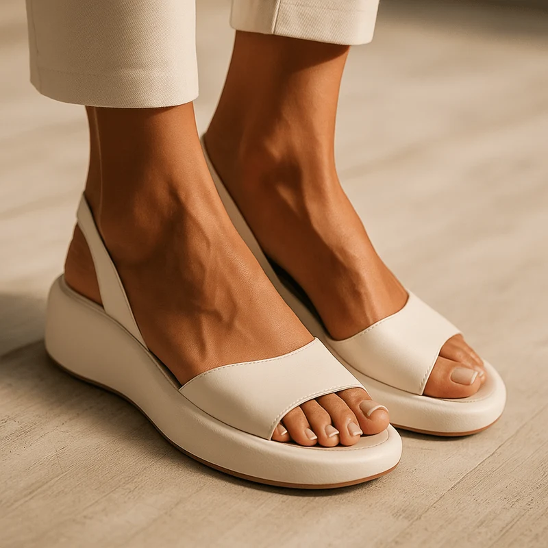 Sandales Compensées Femme À Bride Arrière Et Bout Ouvert