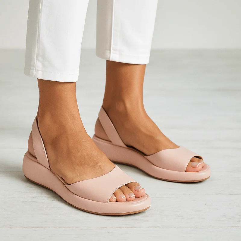 Sandales Compensées Femme À Bride Arrière Et Bout Ouvert