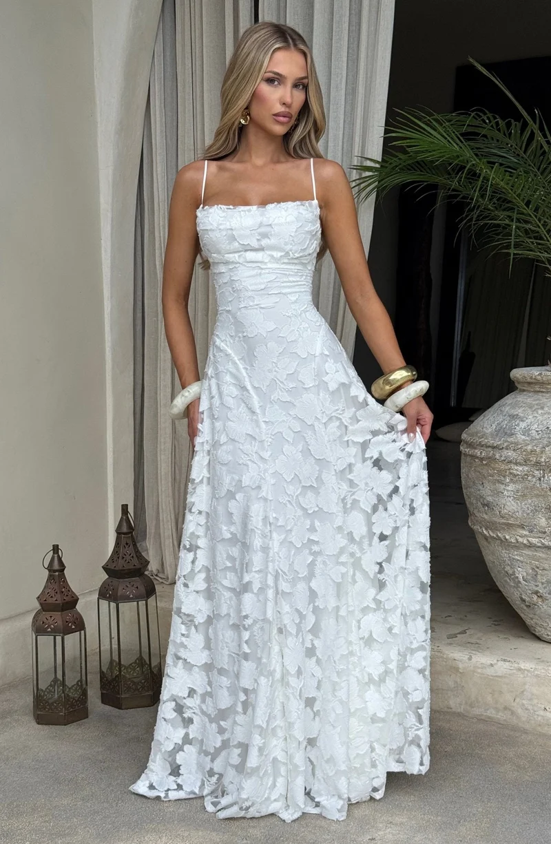 Robe Longue Drapée à Motif Floral avec Bretelles pour Femme | Idéale pour les Sorties