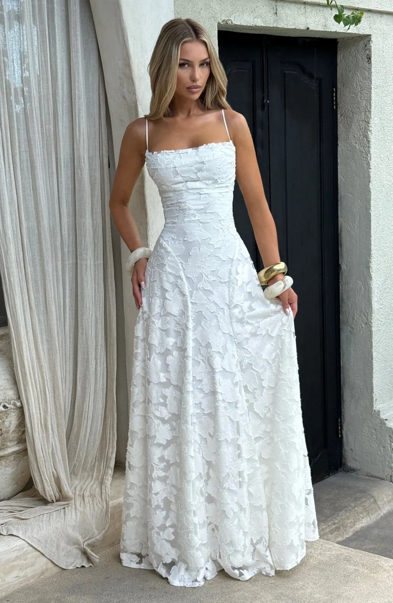 Robe Longue Drapée à Motif Floral avec Bretelles pour Femme | Idéale pour les Sorties