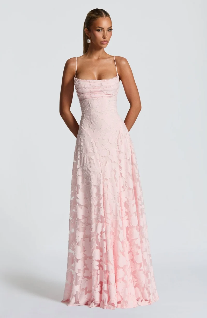 Robe Longue Drapée à Motif Floral avec Bretelles pour Femme | Idéale pour les Sorties