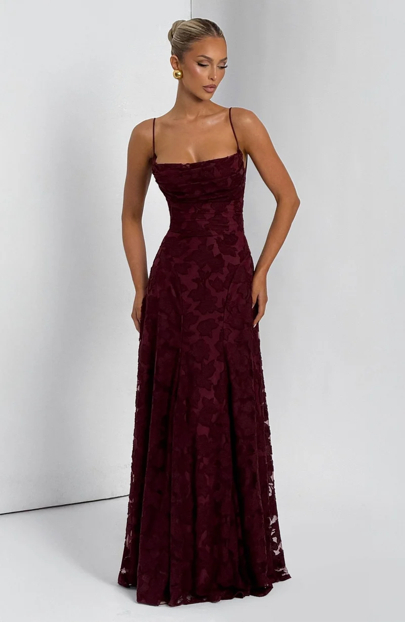 Robe Longue Drapée à Motif Floral avec Bretelles pour Femme | Idéale pour les Sorties