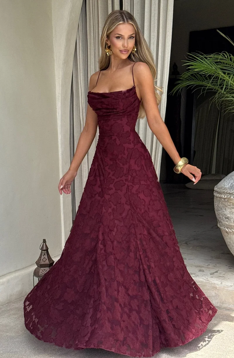 Robe Longue Drapée à Motif Floral avec Bretelles pour Femme | Idéale pour les Sorties