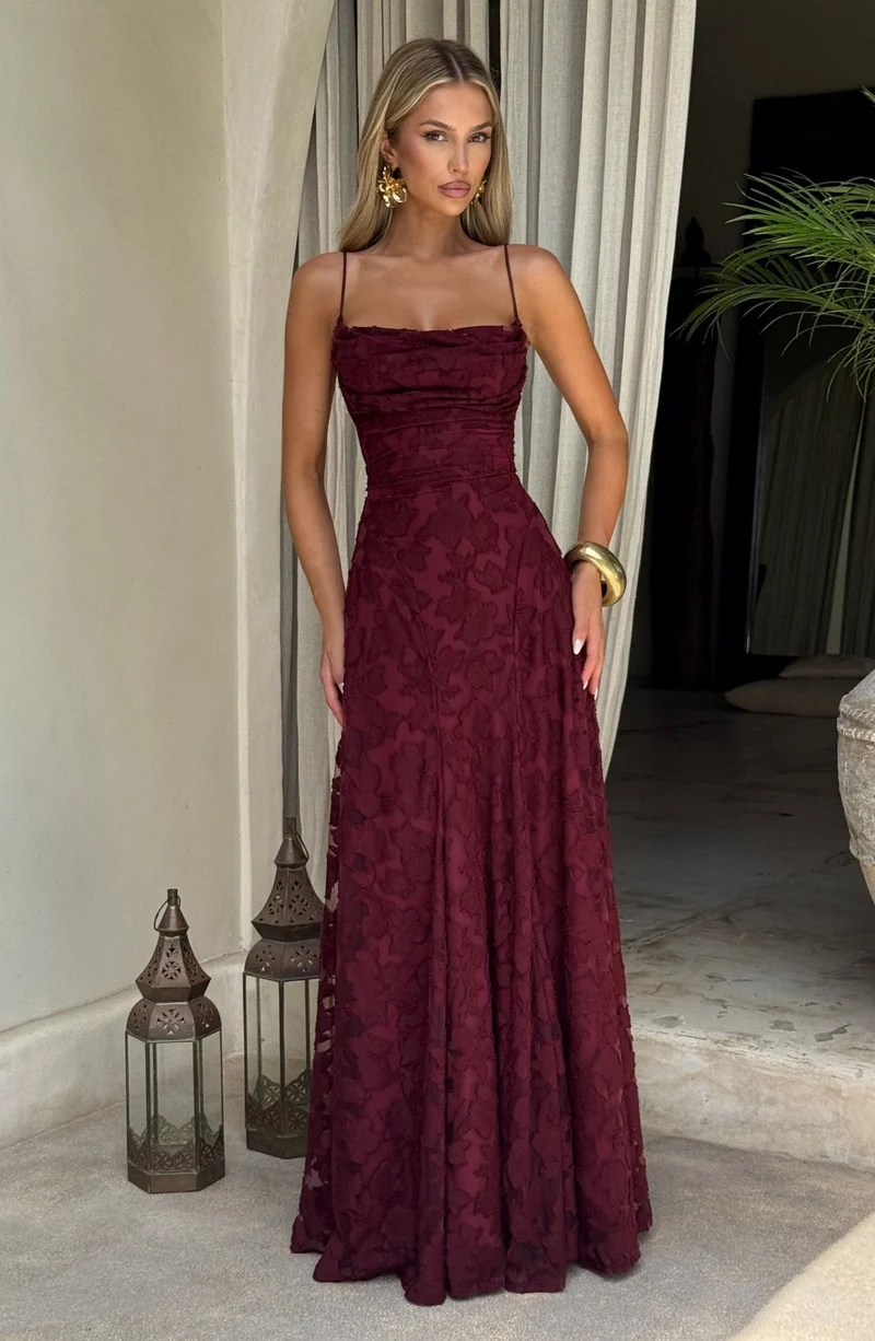 Robe Longue Drapée à Motif Floral avec Bretelles pour Femme | Idéale pour les Sorties