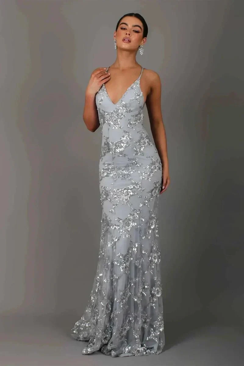 Robe Longue à Paillettes avec Bretelles et Décolleté V pour Femme | Idéale pour les Sorties