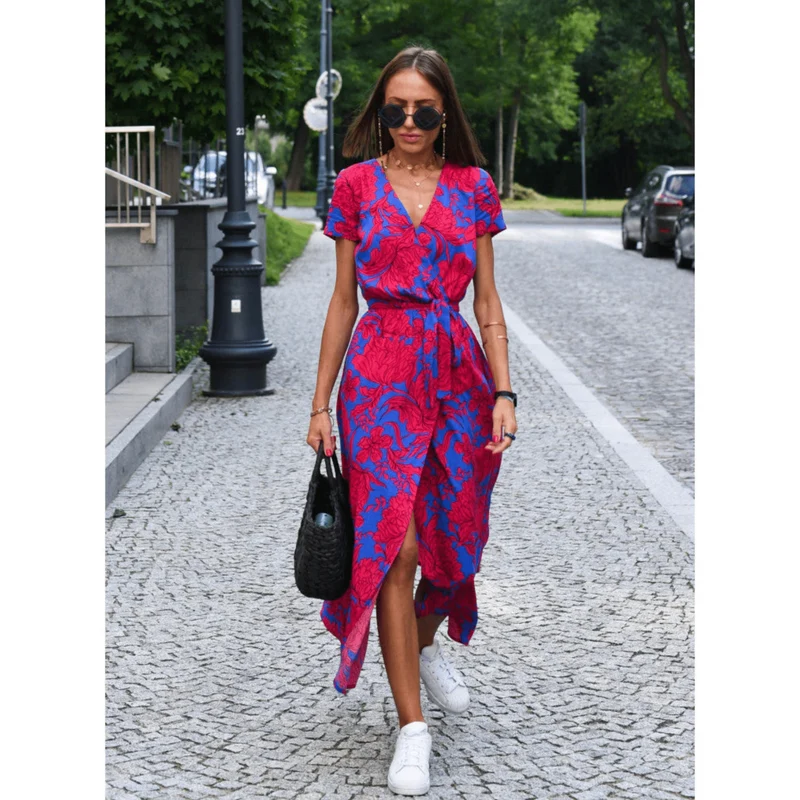 Robe Longue à Imprimé Floral Coupe Évasée pour Femme | Idéale pour l'Été