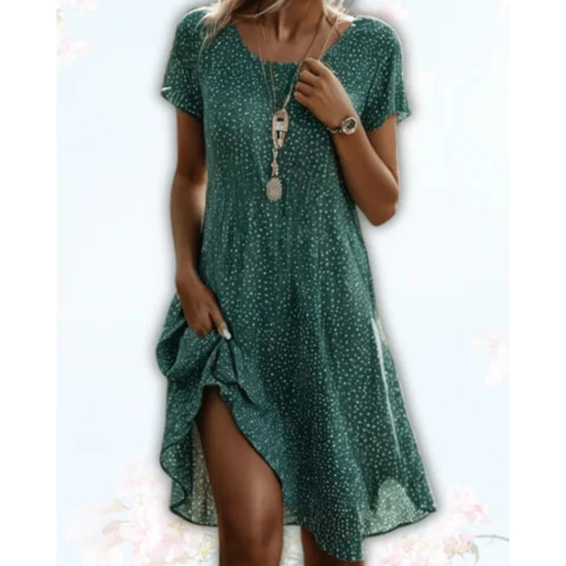 Robe d'Été Mi-Longue à Imprimé Géométrique pour Femme | Idéale pour les Vacances