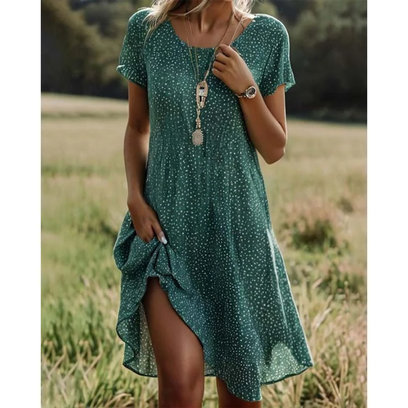 Robe d'Été Mi-Longue à Imprimé Géométrique pour Femme | Idéale pour les Vacances