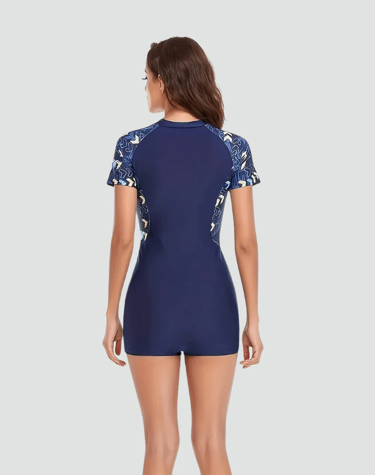 Maillot de Bain Une Pièce à Manches Courtes et Fermeture Éclair pour Femme | Idéale pour l'Été