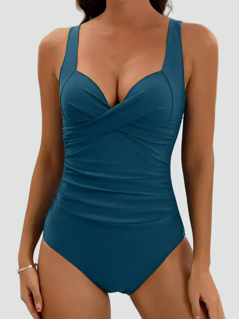 Maillot de Bain une Pièce Sculptant avec Fronces pour Femme | Idéal pour l'Été