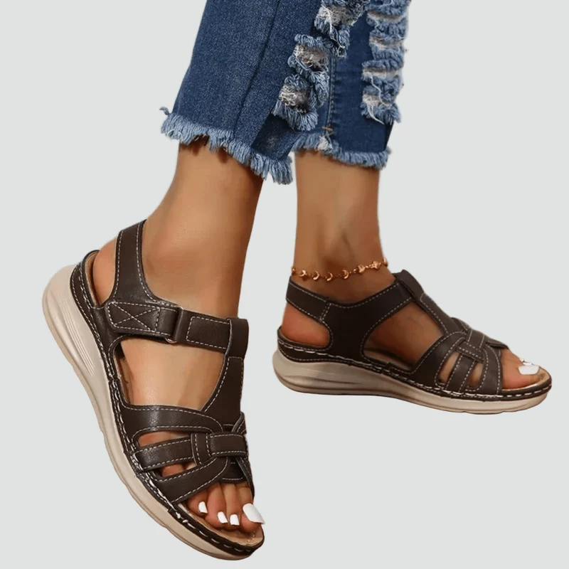 Sandales Orthopédiques en Cuir à Scratch pour Femme | Idéales pour le Quotidien