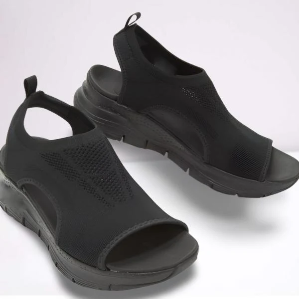 Sandales Compensées en Maille et Semelle Orthopédique pour Femme | Idéales pour l'Été
