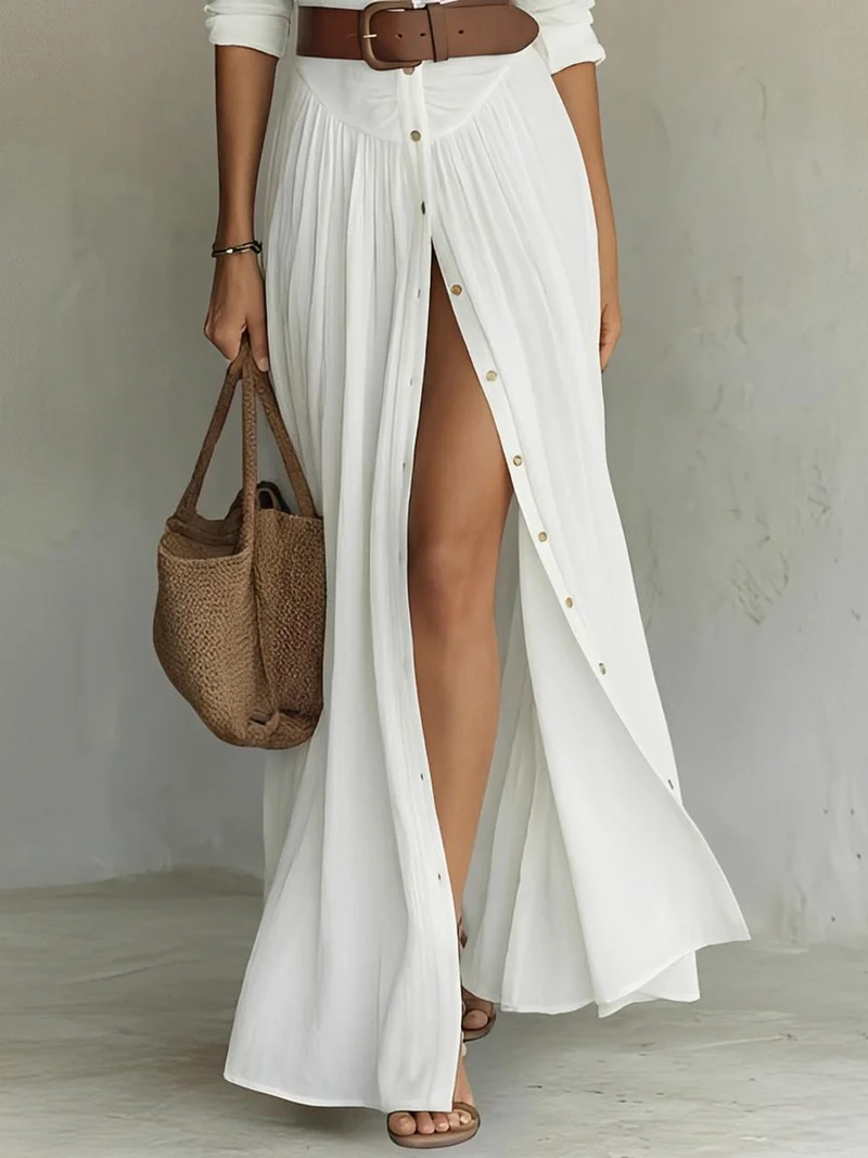 Robe Longue en Lin avec Col à Revers pour Femme | Idéale pour le Printemps