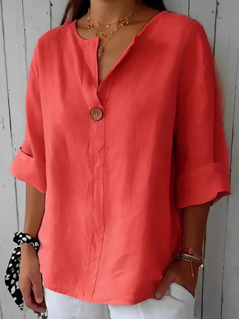 Blouse Ample à Col V et Manches Courtes pour Femme | Idéale pour le Quotidien
