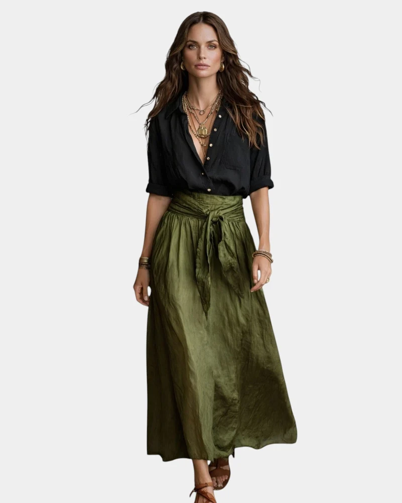Ensemble Jupe Midi Taille Haute et Chemise pour Femme | Idéal pour le Quotidien