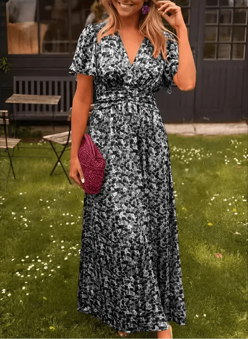 Robe Longue à Imprimé Fleuri et Taille Marquée pour Femme | Idéale pour l'Été