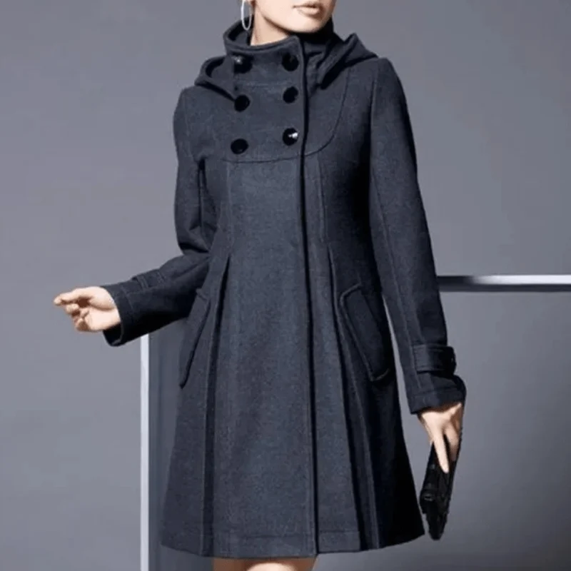 Manteau classique à poches latérales pour femme