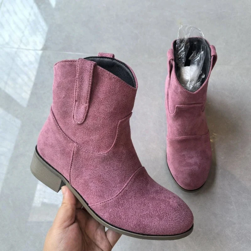 Bottines femme effet daim style western
