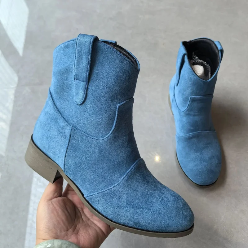 Bottines femme effet daim style western