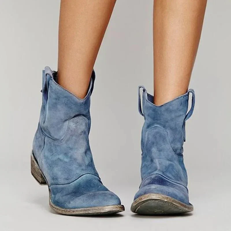 Bottines femme effet daim style western