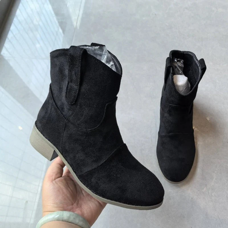 Bottines femme effet daim style western