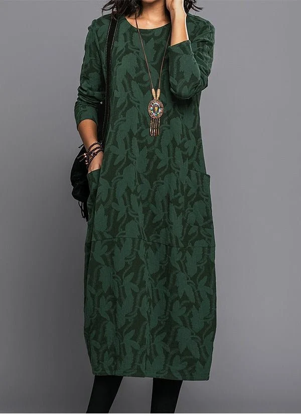 Robe mi-longue à manches longues pour femmes