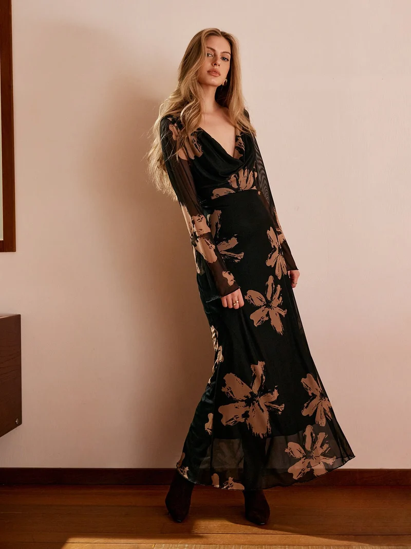 Robe imprimée à col bénitier pour Femmes