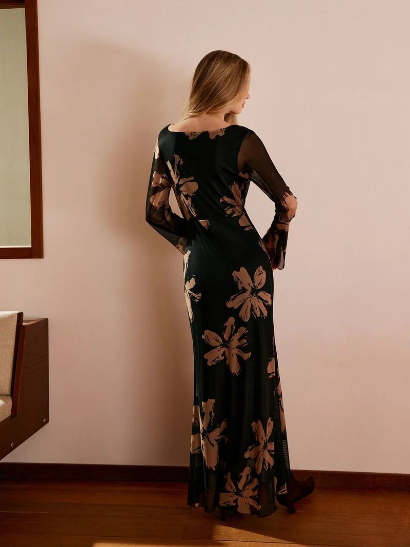 Robe imprimée à col bénitier pour Femmes
