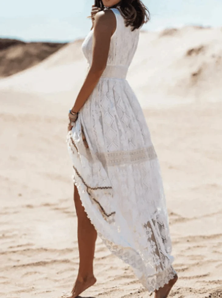 Robe Longue en Dentelle Boho pour Femmes