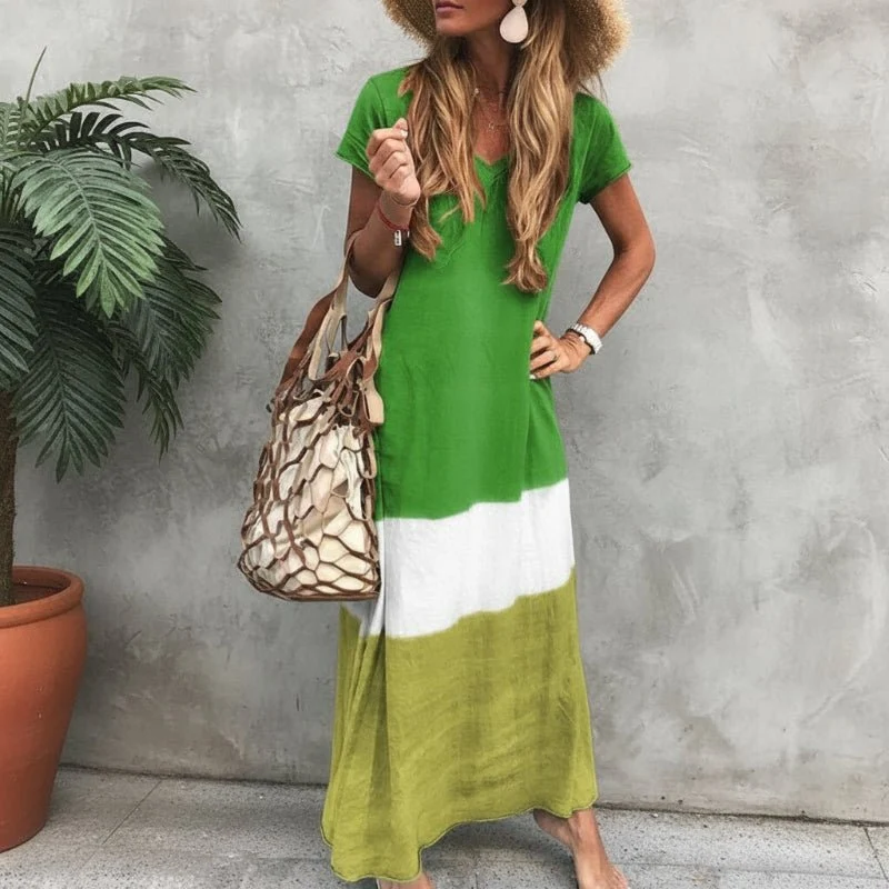 Robe maxi multicolore décontractée pour femmes