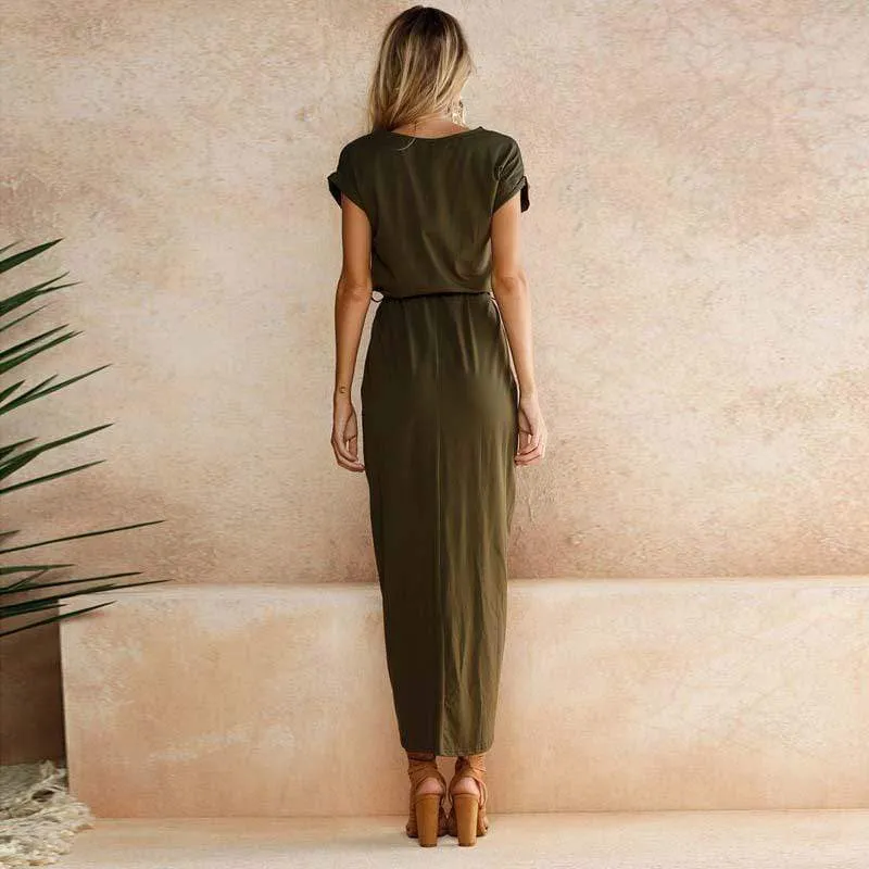 Robe longue fendue pour femmes